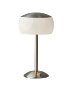 Adesso Jessica 2-Light Table Lamp, 20inH, White Opal Shade/Brushed Steel Base