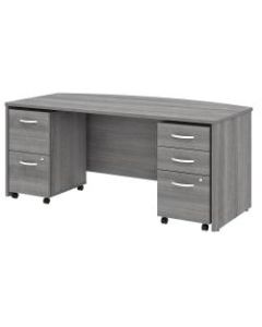 Bush Business Furniture Studio C Bow Front Desk With Mobile File Cabinets, 72inW, Platinum Gray, Standard Delivery