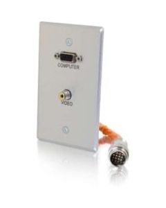 C2G-RapidRun VGA (HD15) + Composite Video Single Gang Wall Plate - Aluminum - 1-gang - Aluminum - Aluminum - 1 x RCA Port(s) - 1 x VGA Port(s)