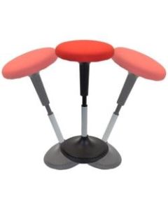 Uncaged Ergonomics Wobble Stool - Red Fabric Seat - Rounded Base - Polyurethane, Steel - 23in Depth x 33in Height