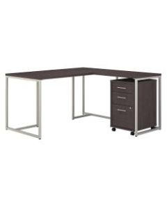 kathy ireland Office by Bush Business Furniture Method 60inW L-Shaped Desk With 30inW Return And Mobile File Cabinet, Storm Gray, Premium Installation
