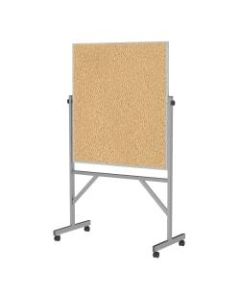 Ghent Reversible Cork Bulletin Board, 78 1/4in x 41 1/4in, Aluminum Frame With Silver Finish