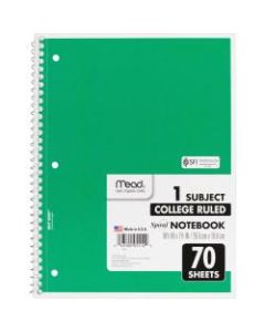 Mead One-subject Spiral Notebook - 70 Sheets - Spiral - 8in x 10 1/2in - White Paper - Tan Cover - Board Cover - Heavyweight, Punched - 12 / Bundle