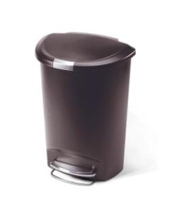 simplehuman Semi-Round Plastic Step Trash Can, 13.2 Gallons, Mocha