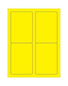 Office Depot Brand Labels, LL176YE, Rectangle, 3 1/2in x 5in, Fluorescent Yellow, Case Of 400