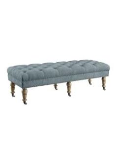 Linon Home Decor Products Liza 50inW Bench, Washed Blue/Distressed Gray