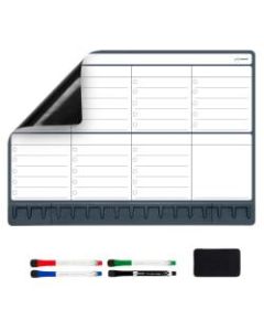 Note Tower Magnetic Dry-Erase Whiteboard Refrigerator Weekly Planner Board, 12in x 17in, Black/White