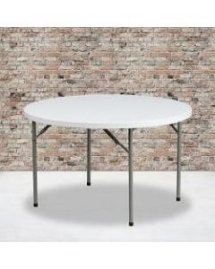 Flash Furniture Round Plastic Folding Table, 29-1/4inH x 48inW x 48inD, Granite White