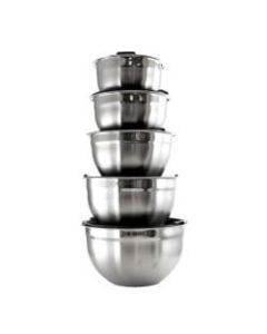 MegaChef 5-Piece Stackable Mixing Bowl Set, Chrome