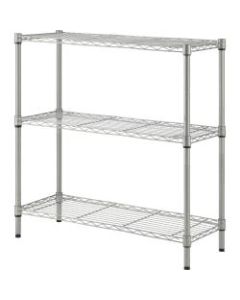 Lorell Light-Duty Wire Shelving - 3 Tier(s) - 36in Height x 36in Width x 14in Depth - Floor - Sturdy - Silver - Plastic, Metal, Steel - 1 Each