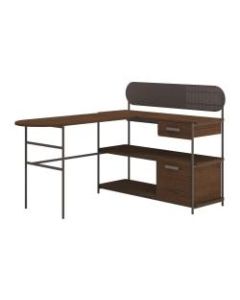 Sauder Radial 60inW L-Desk, Umberwood/Black