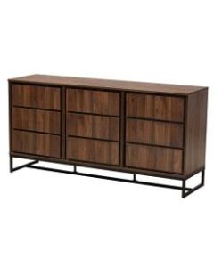 Baxton Studio Modern And Contemporary 60inW 3-Door Dining Room Sideboard Buffet, Walnut Brown/Black
