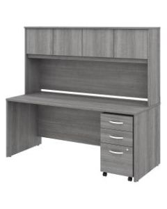 Bush Business Furniture Studio C Office Desk With Hutch And Mobile File Cabinet, 72inW x 30inD, Platinum Gray, Premium Installation