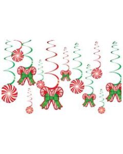 Amscan Christmas Candy Cane Swirl Hanging Decorations, Pack Of 48 Decorations