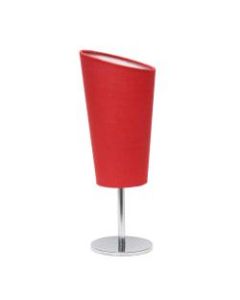 Simple Designs Mini Chrome Table Lamp With Angled Shade, 12-5/8inH, Red Shade/Chrome Base