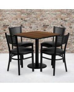 Flash Furniture Square Table And 4 Grid-Back Chairs, 30in x 30in, Walnut
