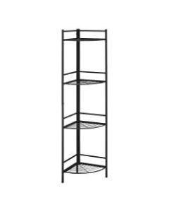 Monarch Specialties Abigail 58inH 4-Shelf Corner Etagere Bookcase, Black