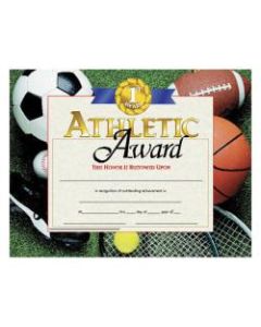 Hayes Athletic Award Certificates, 8 1/2in x 11in, Multicolor, 30 Certificates Per Pack, Bundle Of 6 Packs