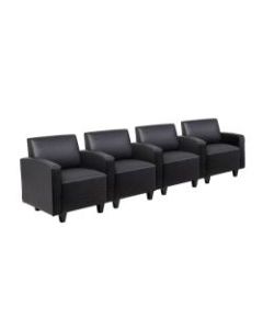 Boss Office Products 4-Seat Sectional Seating With Arms, Black