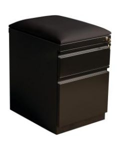 Lorell 19-7/8inD Vertical 2-Drawer Mobile Pedestal File Cabinet With Seat Cushion, Metal, Black