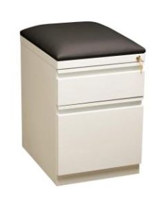 Lorell 19-7/8inD Vertical 2-Drawer Mobile Pedestal File Cabinet With Seat Cushion, Metal, White