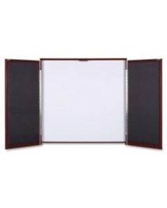 Lorell Presentation Cabinet - 47.3in x 4.8in x 47.3in - Drywipe Whiteboard, Hinged Door - Mahogany - Melamine, Laminate - Assembly Required