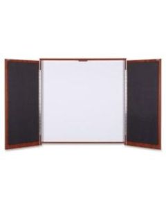 Lorell Presentation Cabinet - 47.3in x 4.8in x 47.3in - Drywipe Whiteboard, Hinged Door - Cherry - Melamine, Laminate - Assembly Required