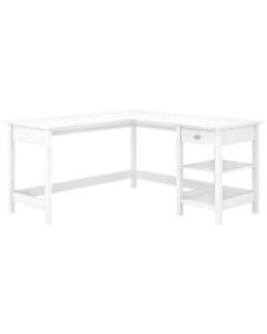 Bush Furniture Broadview 60inW L-Shaped Computer Desk With Storage, Pure White, Standard Delivery