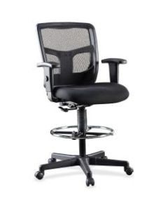 Lorell Ratchet Ergonomic Mesh/Fabric Mid-Back Task Stool, Black Seat/Black Frame, Quantity: 1