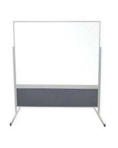 Ghent Double-Sided Magnetic Porcelain Whiteboard With Vinyl Tackboard, 72in x 48in, Ocean Silver Aluminum Frame