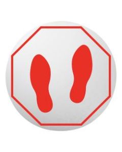 Lorell Footprint Personal Spacing Floor Decals, 20in, White/Red, Pack Of 6 Decals