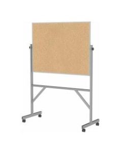 Ghent Reversible Cork Bulletin Board, 78 1/4in x 53 1/4in x 20in, Aluminum Frame With Silver Finish