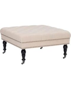 Linon Home Decor Products Square Liza Ottoman, Natural