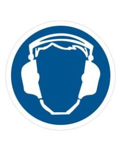 Tape Logic Durable Circle Safety Labels, DSL510, 2in, Wear Ear Protection, Roll Of 25 Labels