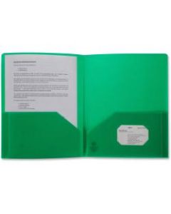 Business Source 2-pocket Poly Portfolio - Letter - 8 1/2in x 11in Sheet Size - 30 Sheet Capacity - 2 Pocket(s) - Poly - Green - 1 Each