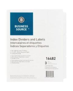Business Source 3-Hole Punched Laser Index Tabs - 3 Tab(s) - 8.5in Divider Width x 11in Divider Length - Letter - 3 Hole Punched - White Tab(s) - 25 / Box