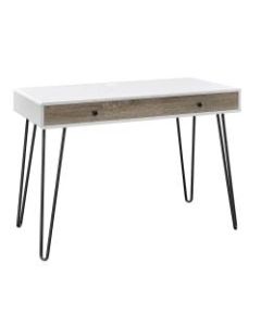 Ameriwood Home Owen Retro Desk With Drawer, White/Distressed Oak