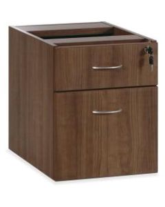 Lorell Essentials 22inD Vertical 2-Drawer Fixed Pedestal Box/File Cabinet, Metal, Walnut