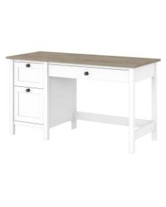 Bush Furniture Mayfield 54inW Computer Desk With Drawers, Pure White/Shiplap Gray, Standard Delivery