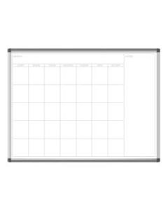 U Brands PINIT Magnetic Dry Erase Monthly Calendar Board, 48in X 36in, Silver Aluminum Frame