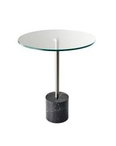 Adesso Blythe End Table, Round, 21inH x 17-3/4inW x 17-3/4inD, Clear/Black