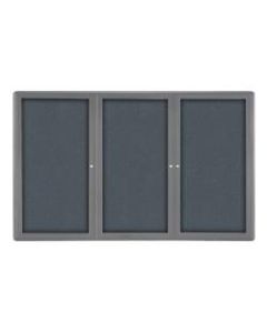 Ghent Ovation 3-Door Bulletin Board, Fabric, 48in x 72in, Gray, Gray Aluminum Frame