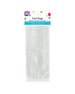 Amscan Plastic Treat Bags, 9-1/2inH x 4inW x 3inD, Clear, Pack Of 200 Bags