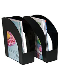 Office Depot Brand Arched Plastic Magazine Files, Pack Of 2, Black