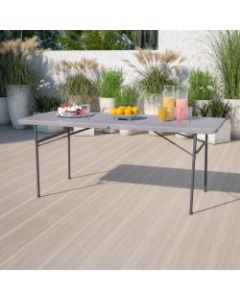 Flash Furniture Bi-Fold Plastic Banquet And Event Table, 29inH x 30inW x 72inD, Dark Gray
