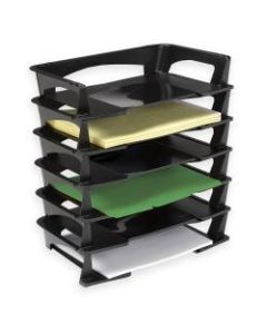 Brenton Studio Stacking Desk Trays, 2 1/2inH x 15 1/4inW x 8 3/4inD, Black, Pack Of 6