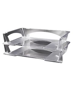 Office Depot Brand Stacking Desk Trays, 2 1/2inH x 10 1/2inW x 12inD, Clear, Pack Of 2