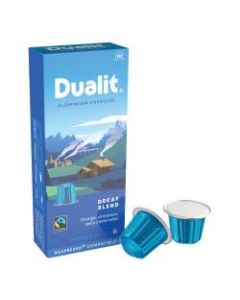 Dualit And Nespresso Compatible Aluminum Coffee NX Freshpacks, Decaffeinated Espresso, Carton Of 100