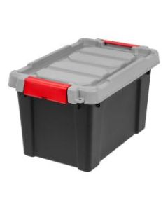 IRIS Store It All Plastic Storage Totes, 5 Gallons, 10 3/8in x 11 5/8in x 18 1/8in, Black, Case of 4