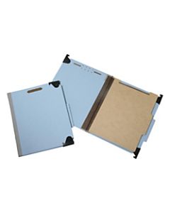 SKILCRAFT Hanging File Folders With 4-Section Fastener, 1in Capacity, Letter Size, 60% Recycled, Light Blue, Box Of 10 (AbilityOne 7530-01-372-3102)